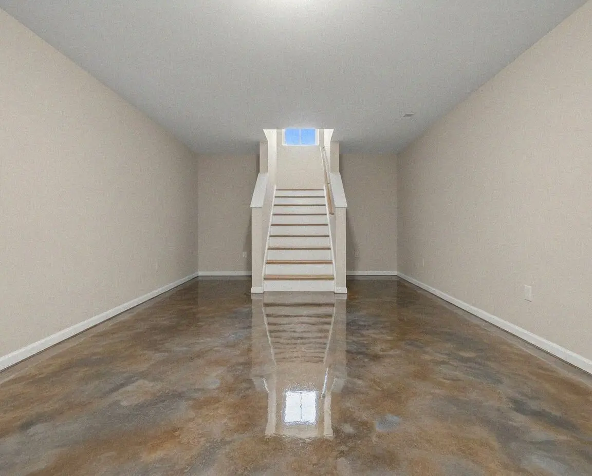 Finished interior concrete floor, ground and sealed, in a Fullerton room