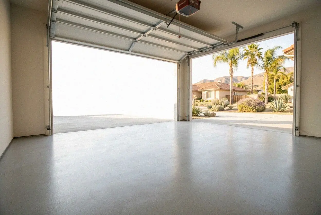 Repoured garage floor slab in a Golden Hills house, Fullerton